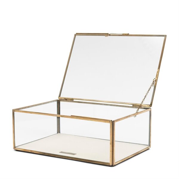 RIVIÈRA MAISON Rivièra Maison Tavant Display Box S – Exklusive Handgefertigte Glasschatulle mit Leinen – 29x20x11 cm