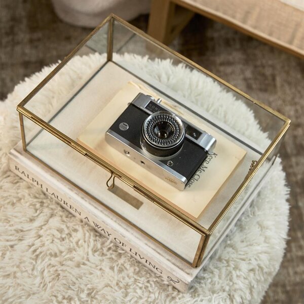 RIVIÈRA MAISON Rivièra Maison Tavant Display Box S – Exklusive Handgefertigte Glasschatulle mit Leinen – 29x20x11 cm