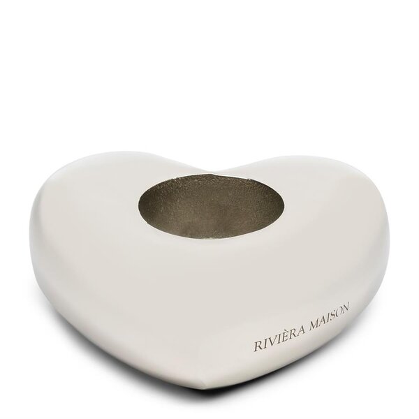 RIVIÈRA MAISON Rivièra Maison Votive L'Amour – Luxe Hartvormige Zilveren Theelichthouder – 11.5x10x4.5 cm