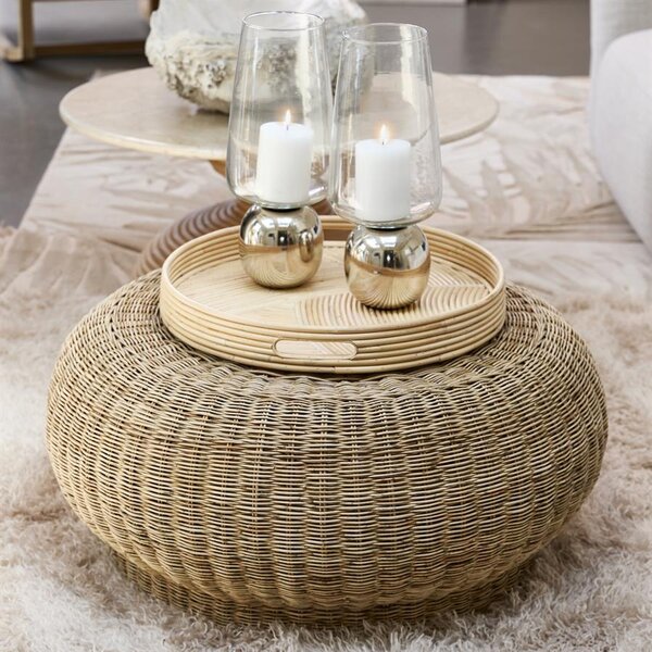 RIVIÈRA MAISON Rivièra Maison Benoa Coffee Table – Exklusiver Handgeflochtener Rattan-Couchtisch – Ø 80 cm