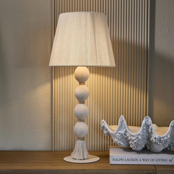 RIVIÈRA MAISON Rivièra Maison Nusa Table Lamp – Exklusive Tischleuchte Off White Raphia – 70 cm