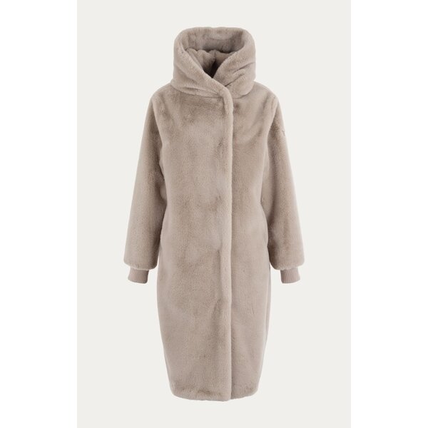 MOSCOW Moscow Nadjana Imitatiebont Damesmantel met Capuchon Taupe