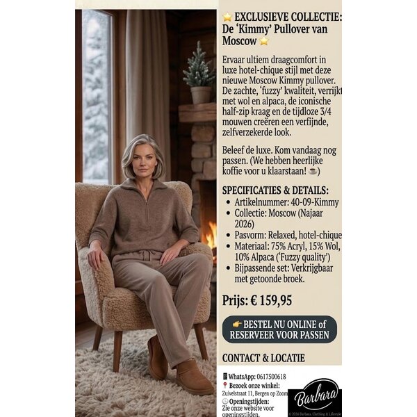MOSCOW Pull Col Zippé Femme Moscow Kimmy Light Taupe | BARBARA - Clothing & Lifestyle