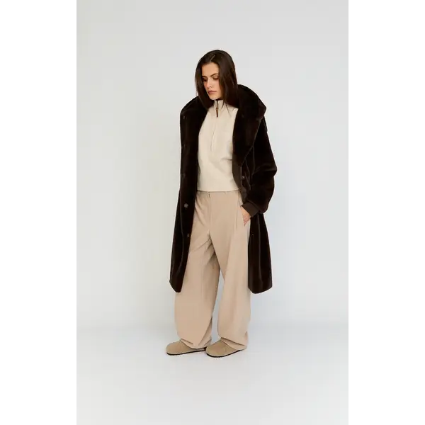 MOSCOW Moscow Nadjana Faux Fur Jas Chocolat | BARBARA - Clothing