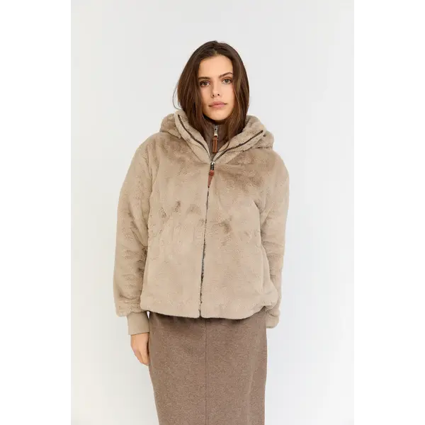 MOSCOW Moscow Evelyn Faux Fur Jack Taupe | BARBARA - Clothing