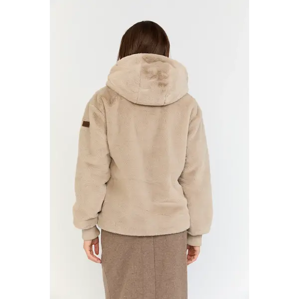 MOSCOW Moscow Evelyn Faux Fur Jack Taupe | BARBARA - Clothing