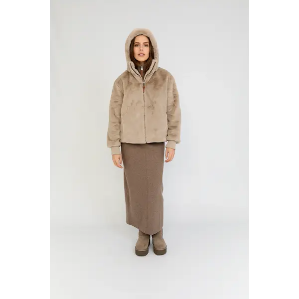 MOSCOW Veste Faux Fur Moscow Evelyn Taupe | BARBARA - Clothing