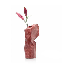 Paper Vase Cover Grid Red