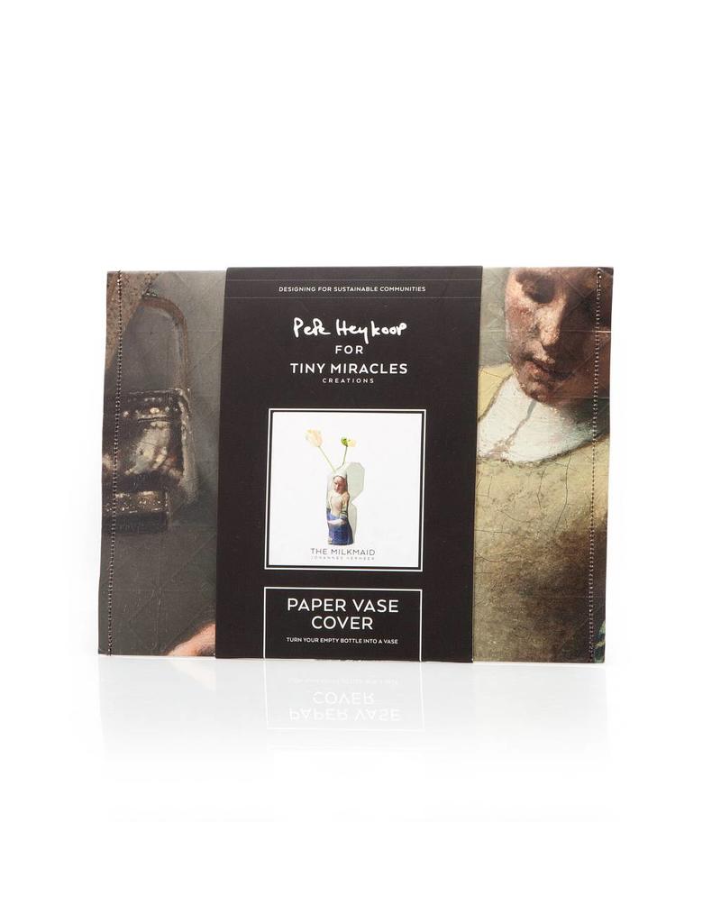Paper Vase Cover 'Milkmaid' by Vermeer - set of 10