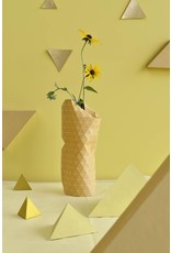 Paper Vase Cover Grid Yellow