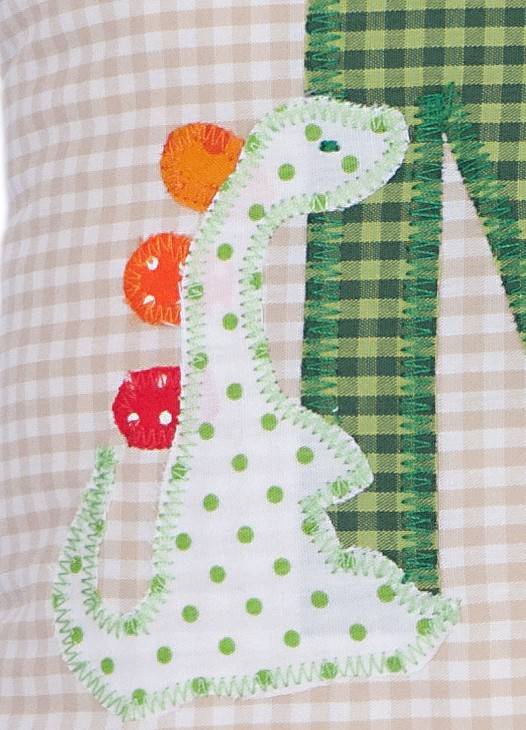 crêpes suzette Namenskissen mit niedlichen Dinosauriern, Farbe: Beige Kariert