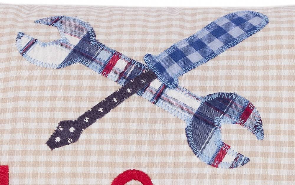 crêpes suzette Namenskissen - Handwerker, Bastler, Schrauber, Farbe: Beige