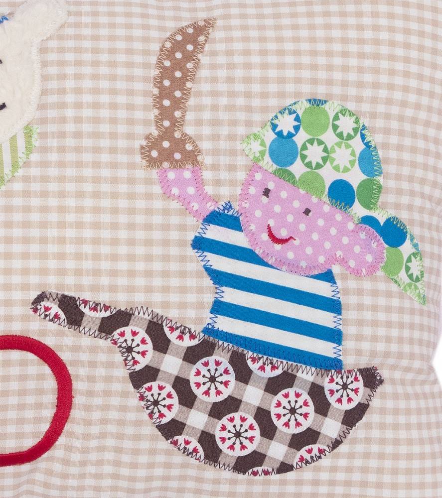 crêpes suzette Namenskissen als Geschenk zur Geburt kleiner Pirat, Dino, Teddy - Farbe: Beige kariert