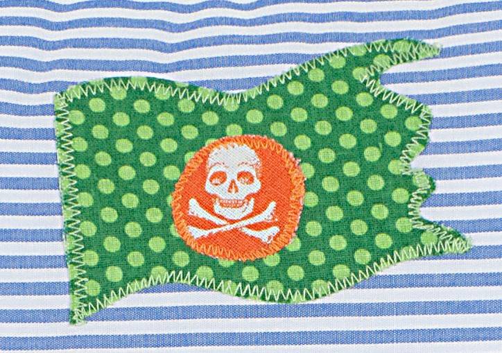 crêpes suzette Namenskissen Pirat, Farbe: Blau gestreift