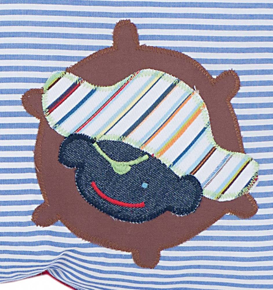 crêpes suzette Namenskissen Pirat, Farbe: Blau gestreift