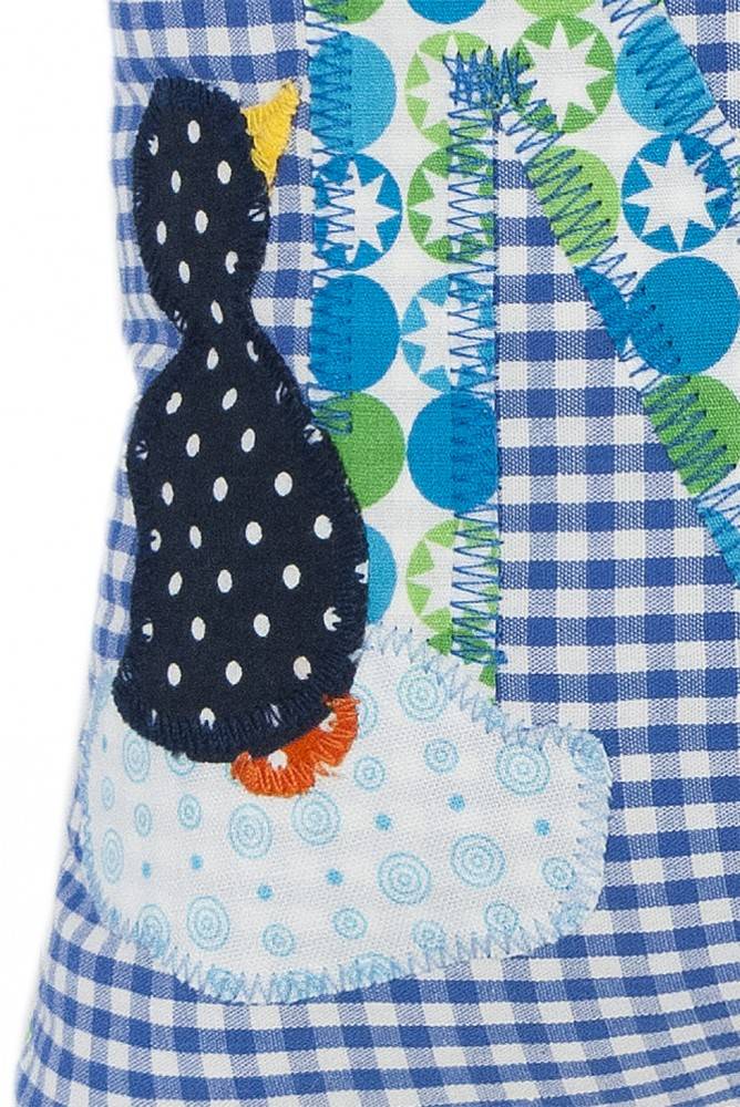 crêpes suzette Namenskissen Pinguine, Farbe: Blau kariert