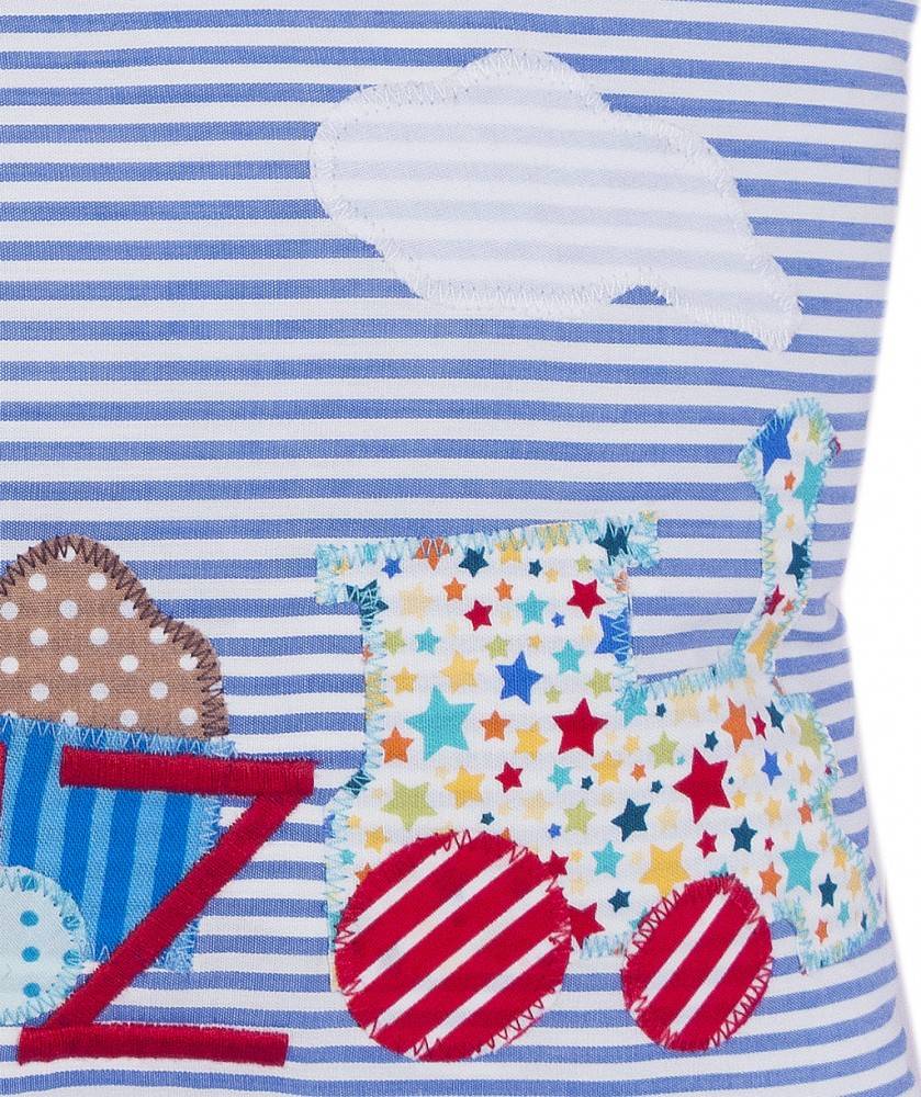 crêpes suzette Namenskissen Lokomotive, Farbe: Mittelblau gestreift