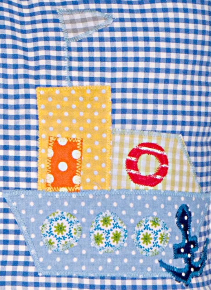 crêpes suzette Namenskissen  Schiff & Anker, Farbe: Blau kariert