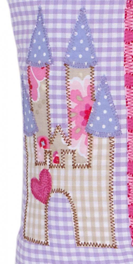 crêpes suzette Namenskissen Pferdekutsche und Schloß, Farbe: Flieder kariert