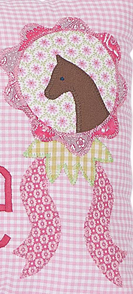 crêpes suzette Namenskissen Pferd - Modell: Marlene, Farbe: Rosa kariert