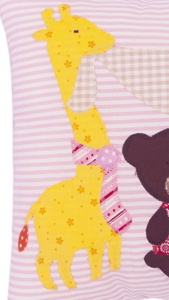 crêpes suzette Namenskissen zur Geburt mit Tieren, Farbe: Rosa gestreift