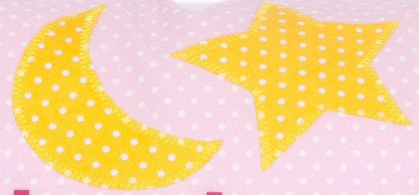 crêpes suzette Namenskissen mit Schafen aus Teddyplüsch, Farbe: Rosa mit weißen Pünktchen