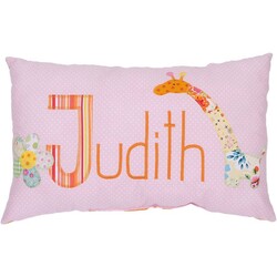 crêpes suzette crêpes suzette Individuelles Kissen mit Namen bestickt und der Giraffe als Taufgeschenk