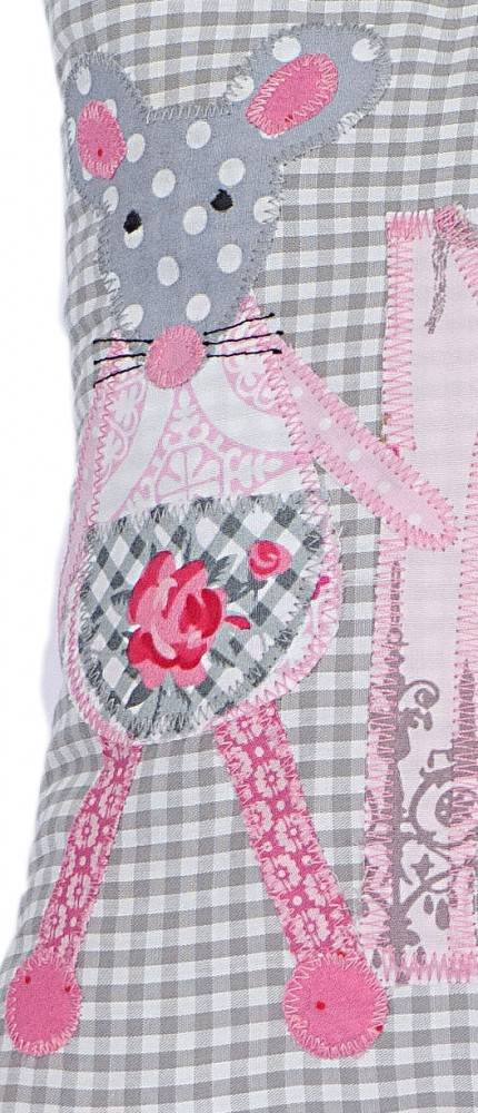 crêpes suzette Individuelles Kissen mit Namen bestickt, dem rosa Törtchen und der Maus