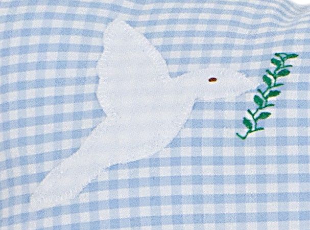 crêpes suzette Namenskissen Taufgeschenk Arche Noah für Jungs, Farbe: Hellblau kariert