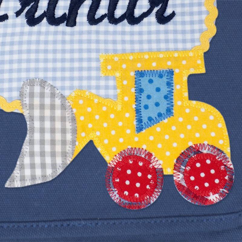 crêpes suzette Kindergartentasche mit Namen bestickt mit Bagger