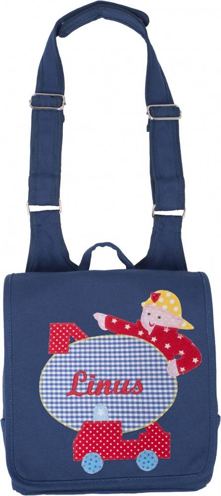 crêpes suzette Kindergartentasche mit Namen bestickt mit Feuerwehr