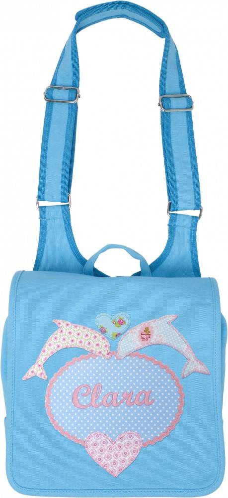 crêpes suzette Kindergartentasche mit Namen bestickt mit Delfin