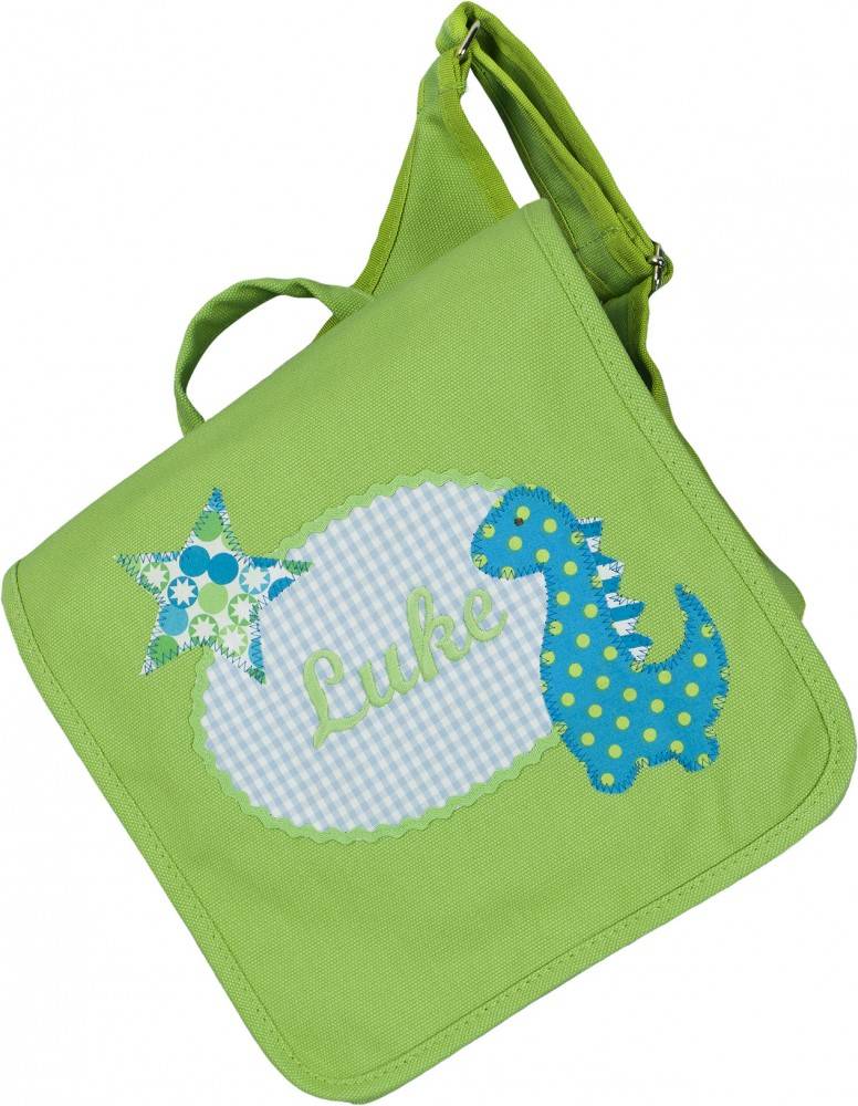crêpes suzette Kindergartentasche / Rucksack mit Namen bestickt. Dinosaurier
