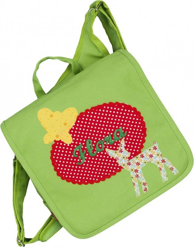 crêpes suzette Kindergartentasche / Rucksack mit Namen bestickt. Reh und Schmetterling