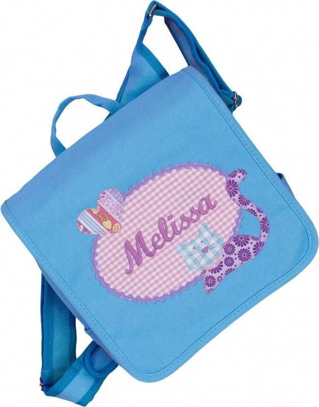 crêpes suzette Kindergartentasche mit Namen bestickt - zum Kinderrucksack wandelbar.Motiv: Katze