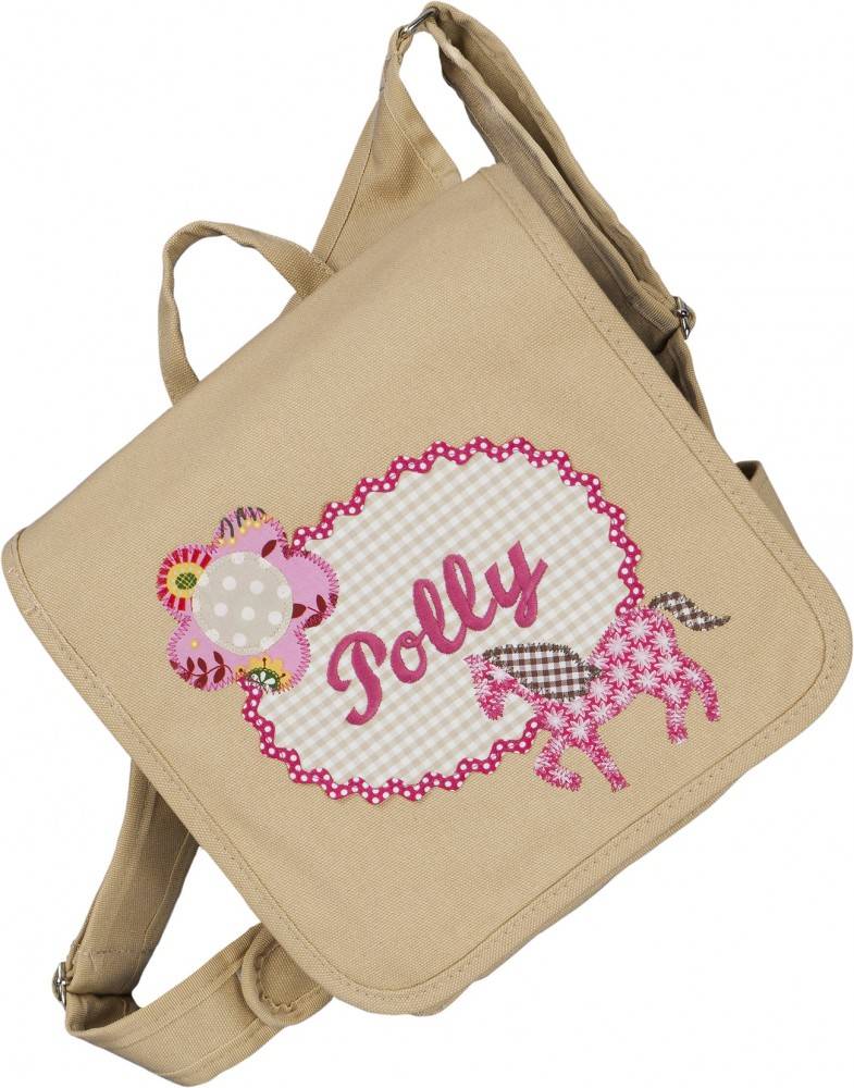 crêpes suzette Kindergartentasche mit Namen bestickt - zum Kinderrucksack wandelbar. Pferd