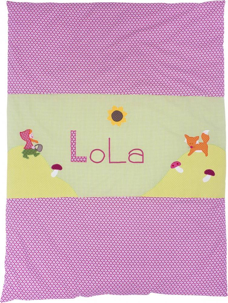 crêpes suzette Krabbeldecke mit Namen Fuchs und Fliegenpilz – Größe: 70cm x 90cm