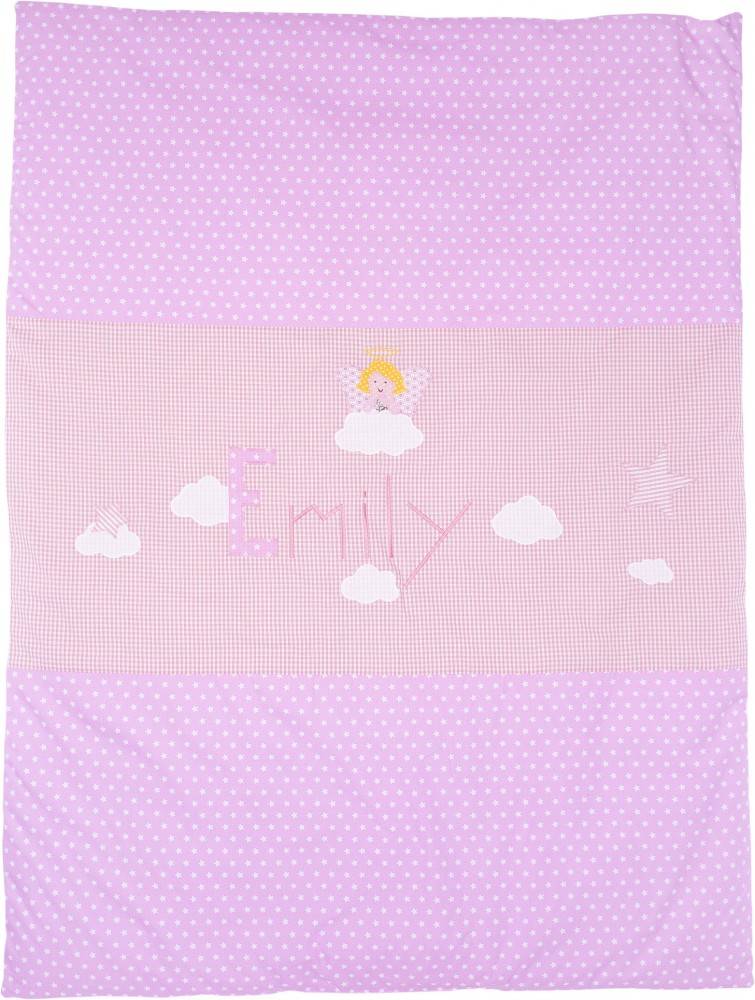 crêpes suzette Krabbeldecke mit Namen als Taufgeschenk mit Schutzengel – Größe: 70cm x 90cm