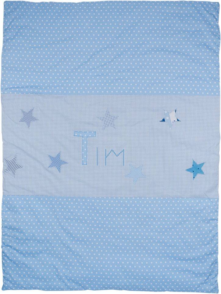 crêpes suzette Krabbeldecke, Bettwäsche, Namensdecke,Stern Sterne Decke mit Namen – Größe: 70cm x 90cm