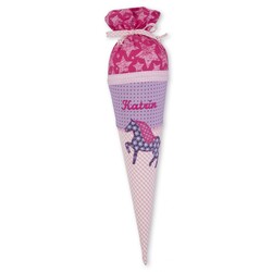 crêpes suzette Geschwisterschultüte aus Stoff mit Pferd und Wunschnamen