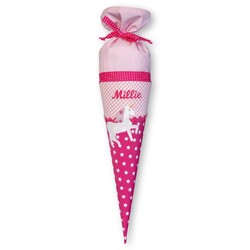 crêpes suzette Geschwisterschultüte aus Stoff mit Einhorn und Wunschnamen