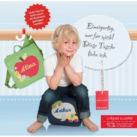 Kindergartentasche / Rucksack mit Namen bestickt. Hund, Farbe: Dunkelblau