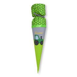 crêpes suzette Geschwisterschultüte aus Stoff mit Wunschnamen, Motiv: Traktor