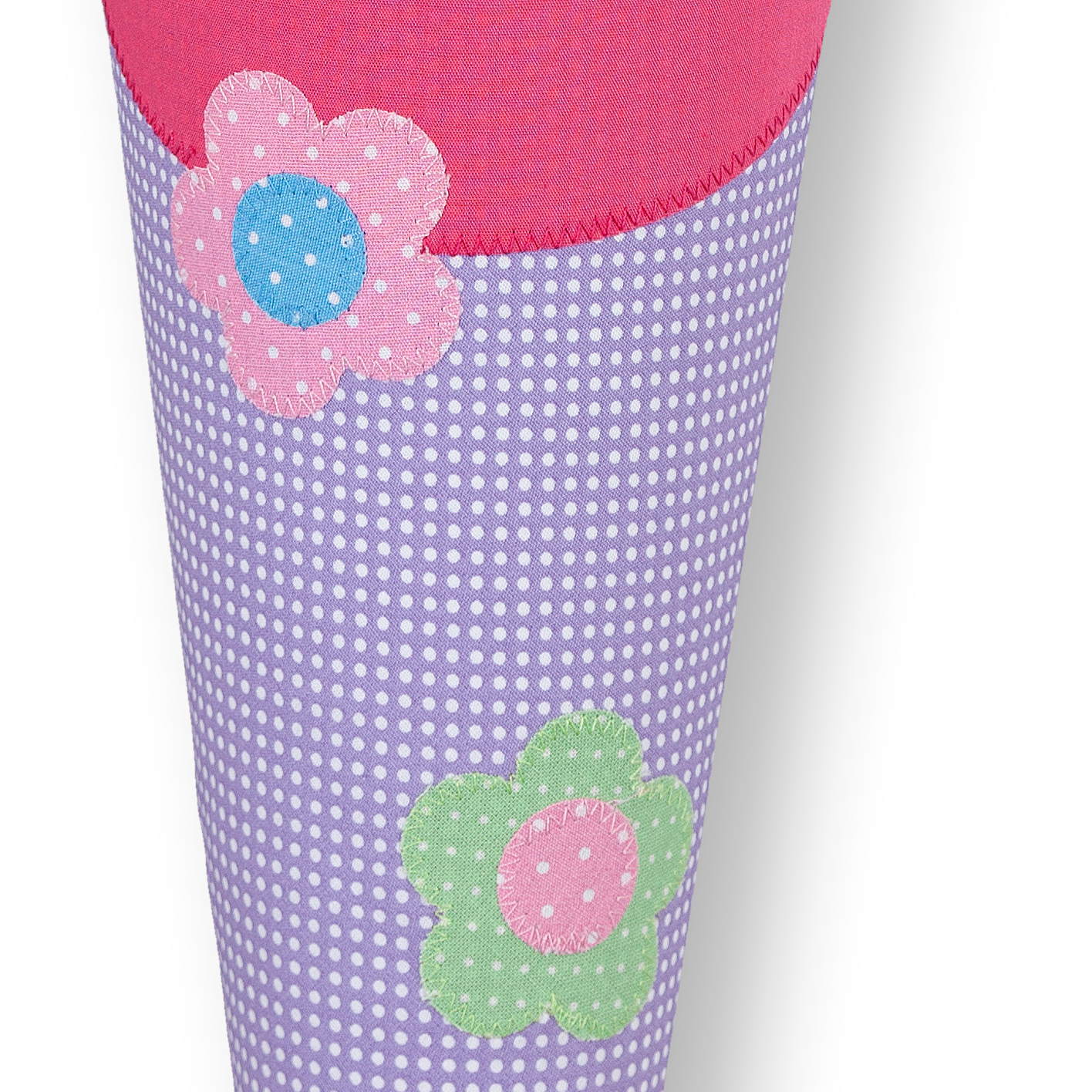 crêpes suzette Schultüte aus Stoff,  Pferd und Blumen für Mädchen, Farbe: Flieder, Bunt – Variante: mit Wunschnamen