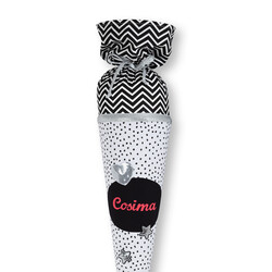 crêpes suzette Schultüte aus Stoff,  Pailletten Herz und Sterne