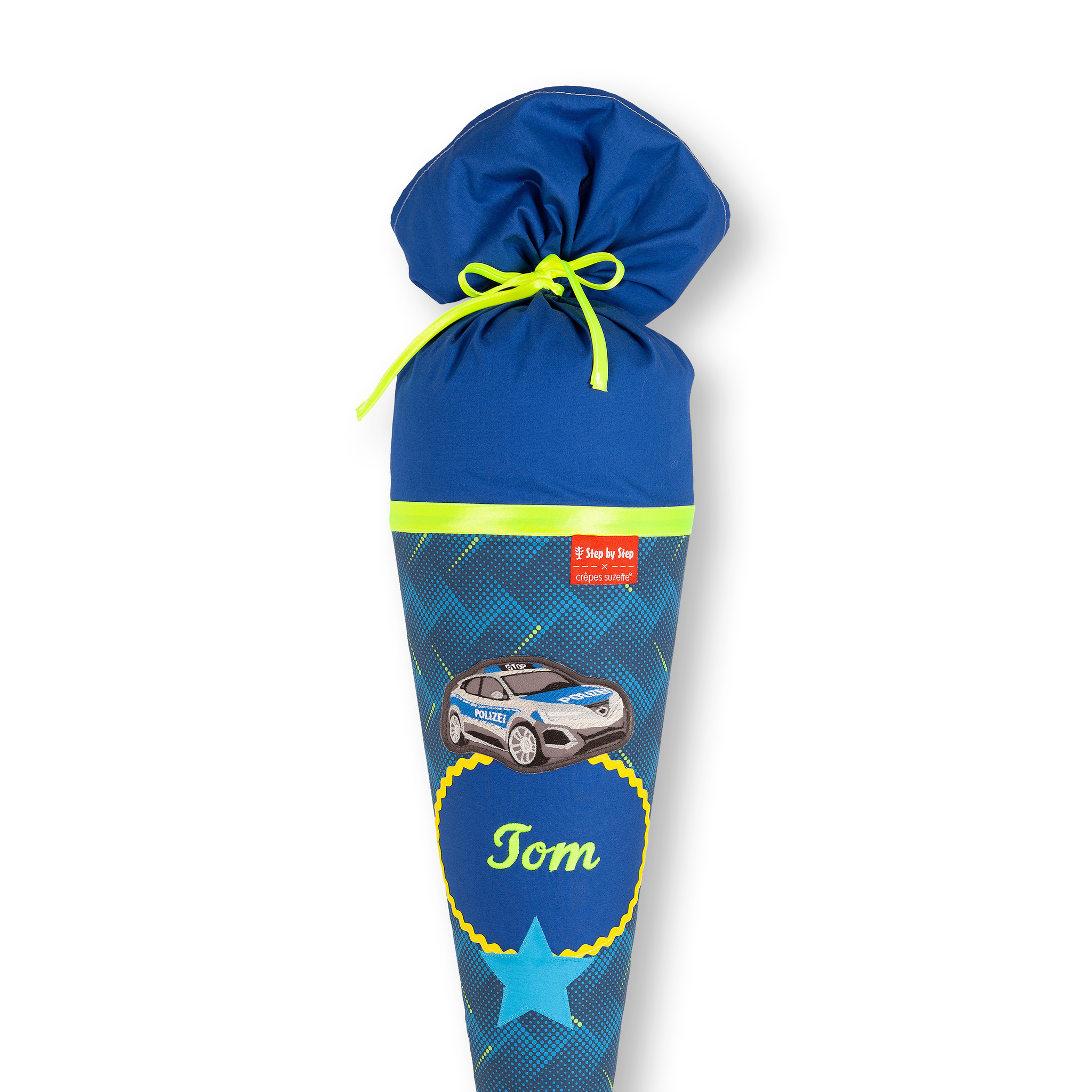 crêpes suzette Stoffschultüte  passend zu Step by Step Hero Tom, bestickt mit Wunschnamen – Variante: mit Wunschnamen
