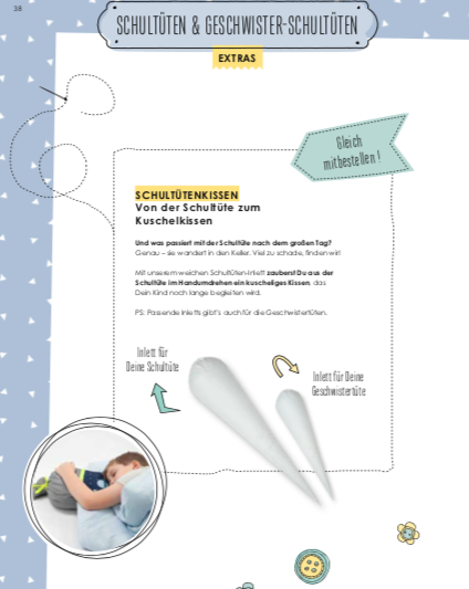 crêpes suzette Schultüte aus Stoff für einen unvergesslichen Schulstart – Variante: mit Wunschnamen