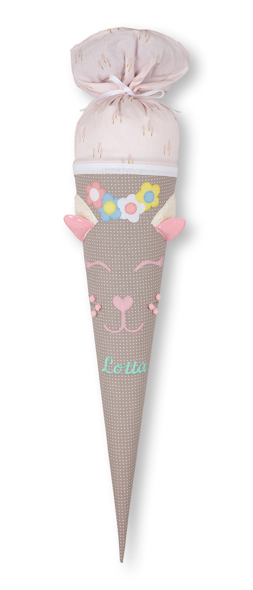 crêpes suzette Schultüte aus Stoff, eine super süße  Katze die dein Begleiter zur Einschulung wird – Variante: mit Wunschnamen