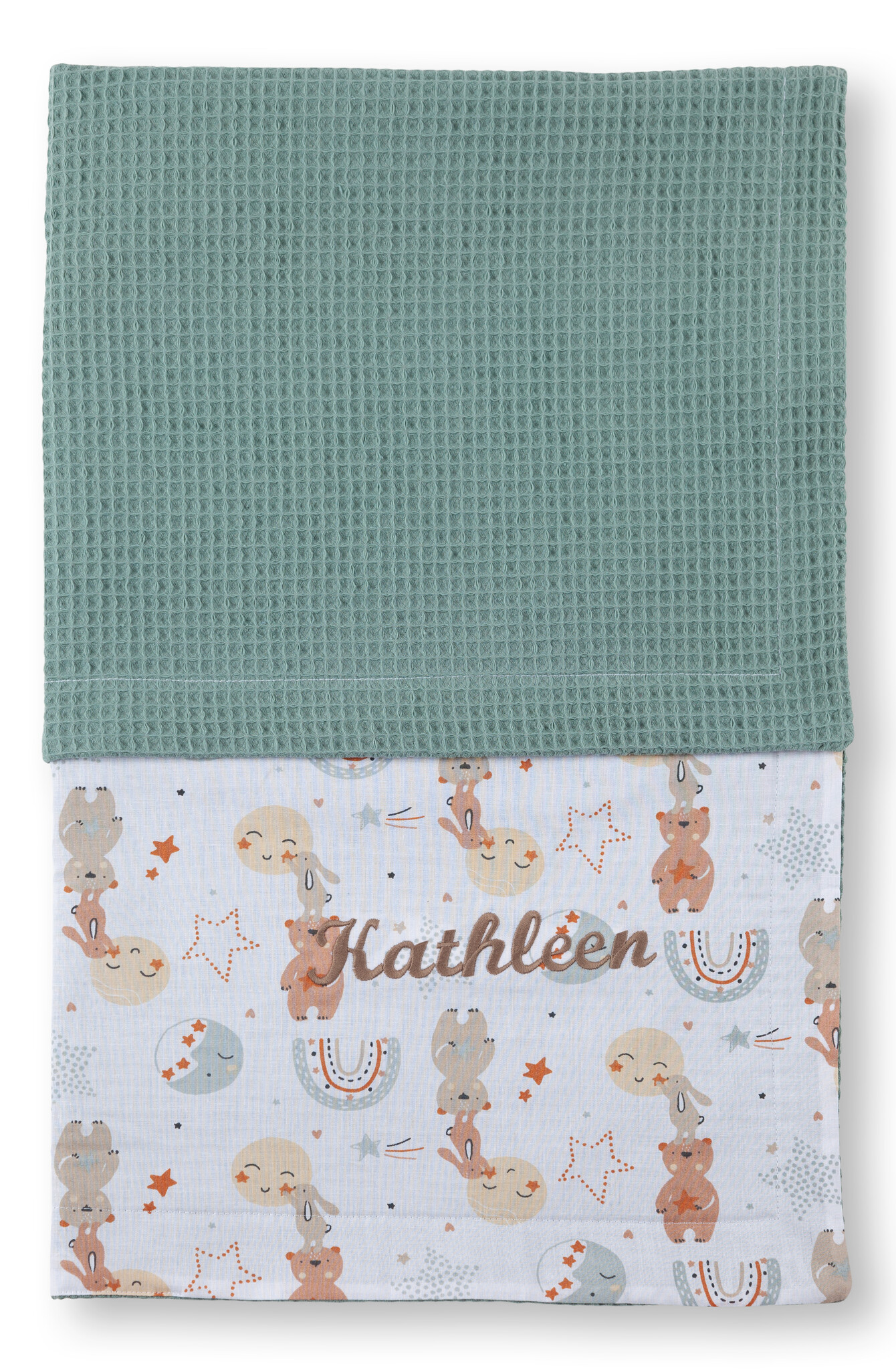 crêpes suzette Wende-Decke aus Baumwollstoff und Waffelpique – Maße: 50 x 70, Fütterung: ohne Fütterung