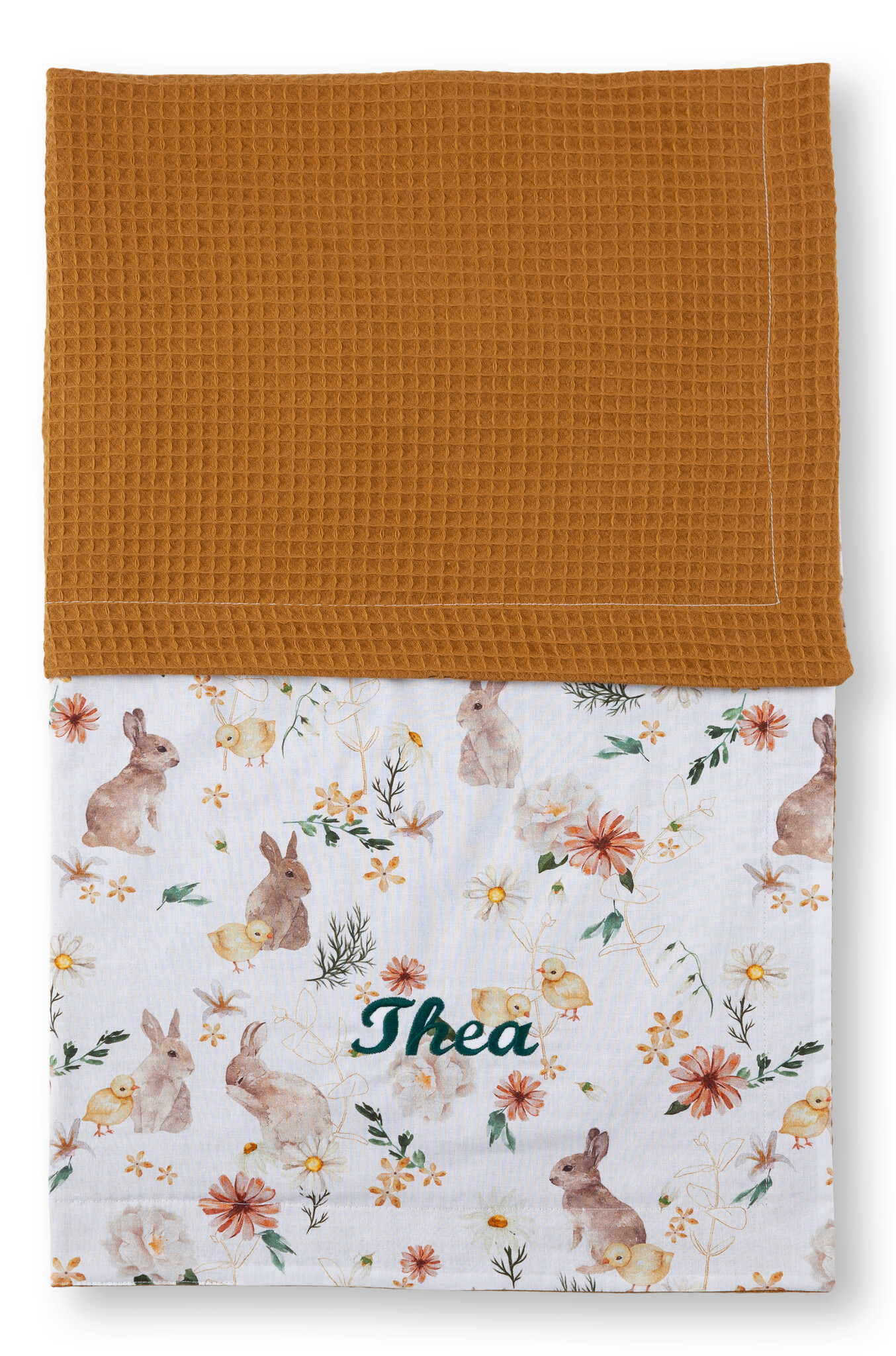 crêpes suzette Wende-Decke aus Baumwollstoff und Waffelpique – Maße: 50 x 70, Fütterung: ohne Fütterung